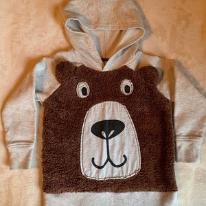 Cute kids hoodie with soft plush bear front Size 4